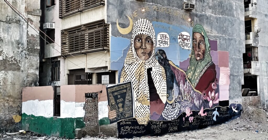 Cropped visual of wall art at Shaheen Bagh protests 7 Feb 2020 cropped