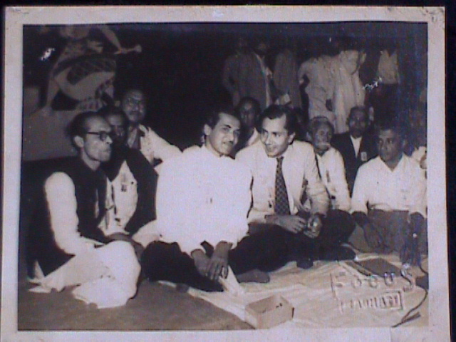 Hemango Biswas with Bhupen Hazarika and Balraj Shahani at 1955 Assam IPTA Conference